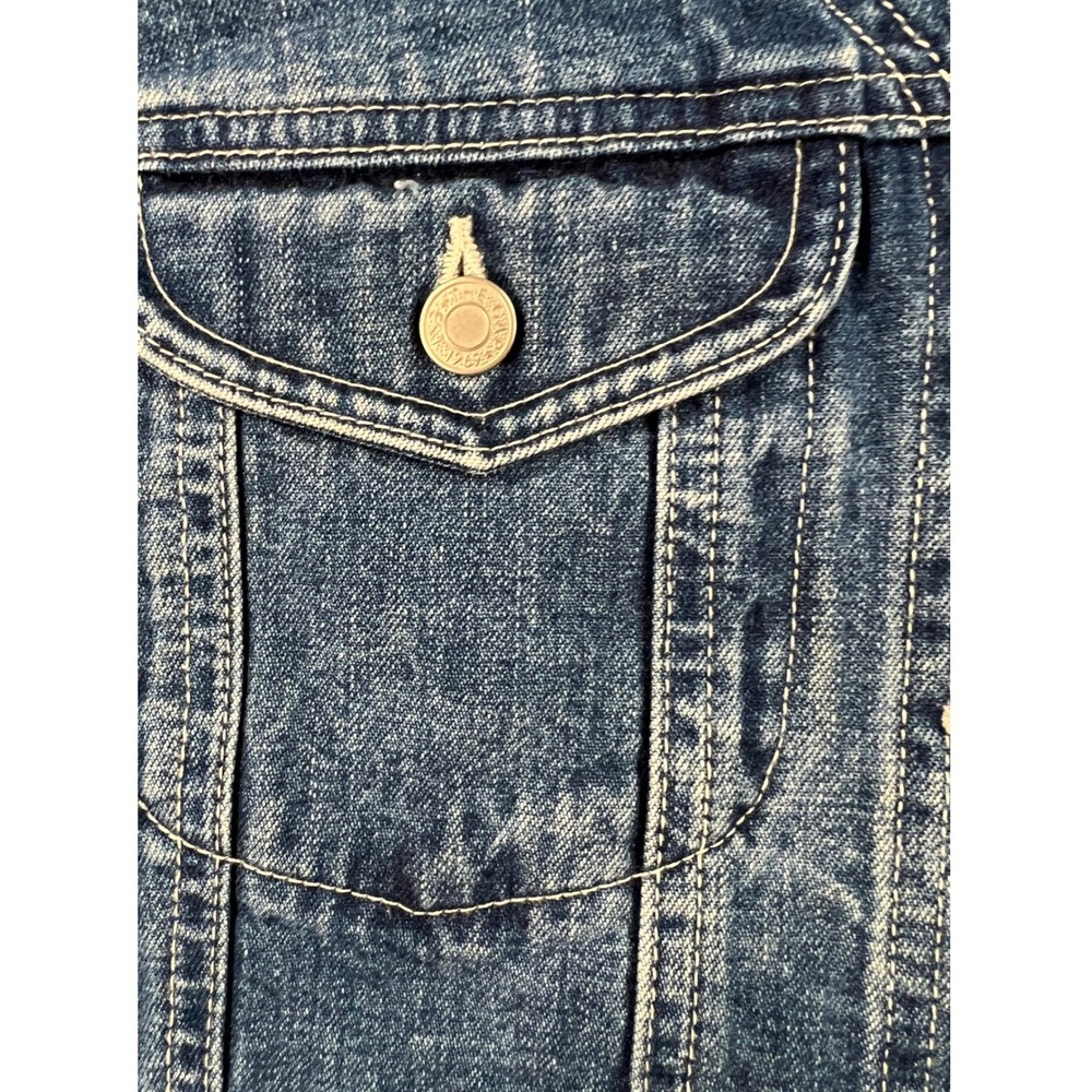 Gap Vintage Denim Vest Womens Large Cotton Medium Wash Blue Button Up V-Neck Y2K - Picture 7 of 8